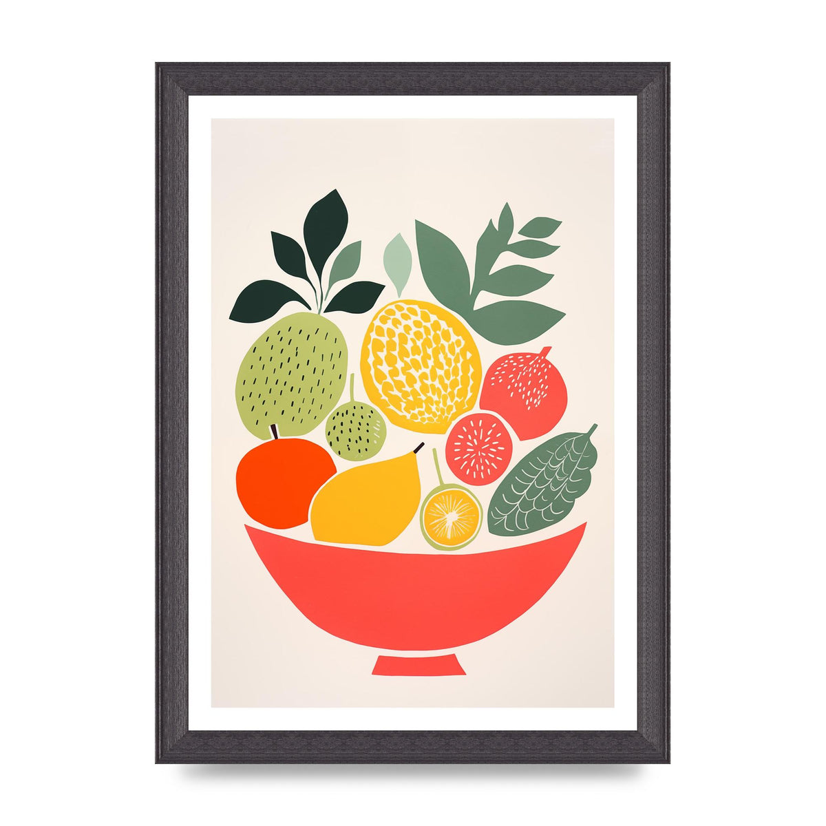 Fruit Bowl Silhouettes Minimalist Riso