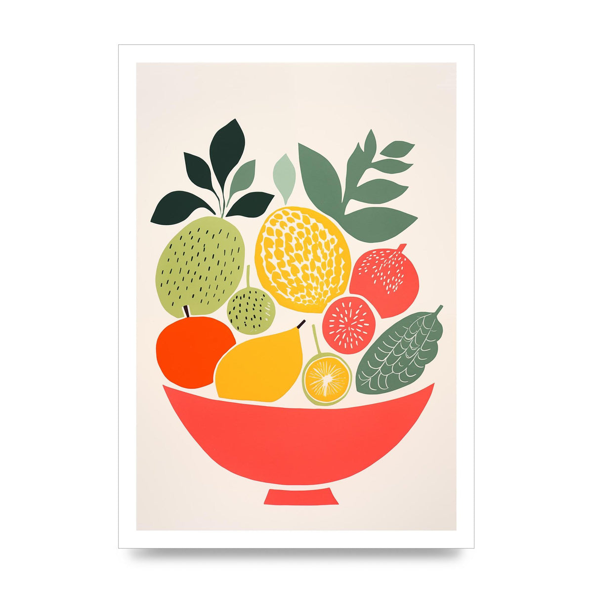 Fruit Bowl Silhouettes Minimalist Riso