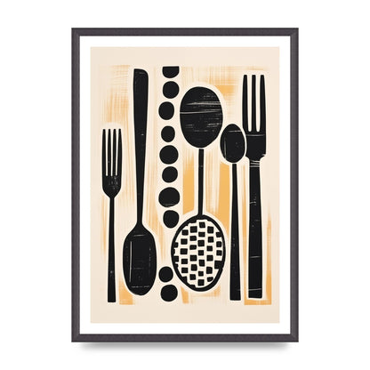 Kitchen Trio Geometric Risograph Print