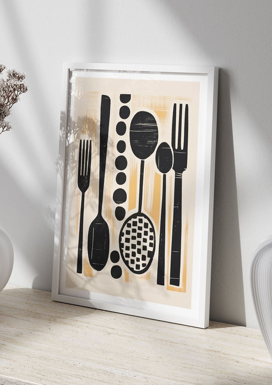 Kitchen Trio Geometric Risograph Print