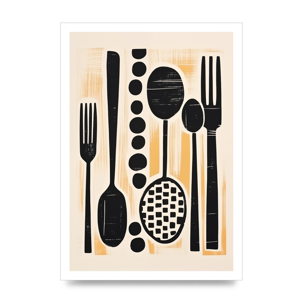 Kitchen Trio Geometric Risograph Print