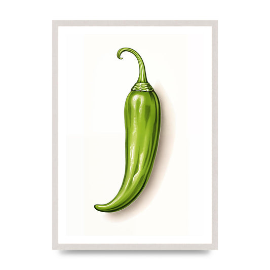 Sleek Green Chili Minimalistic Art