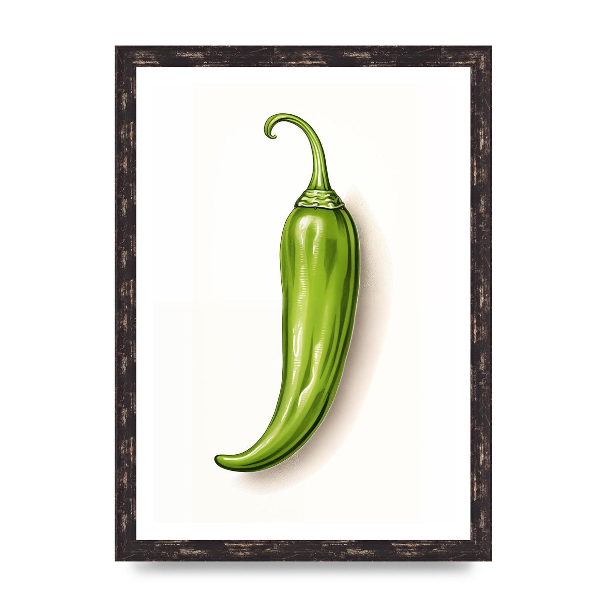 Sleek Green Chili Minimalistic Art