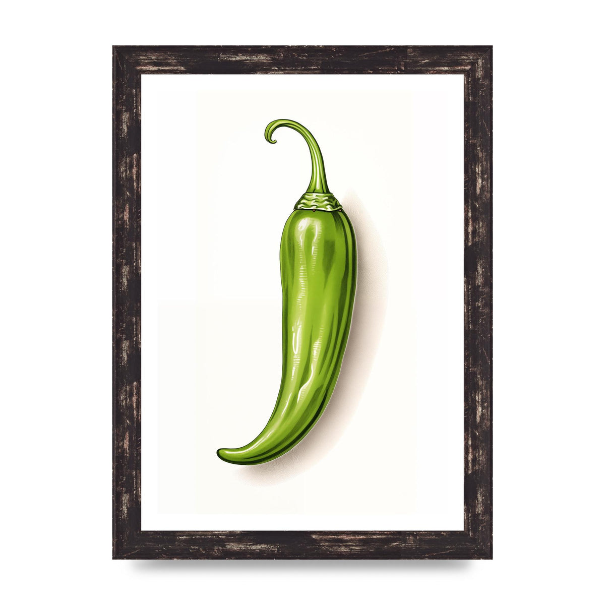 Sleek Green Chili Minimalistic Art