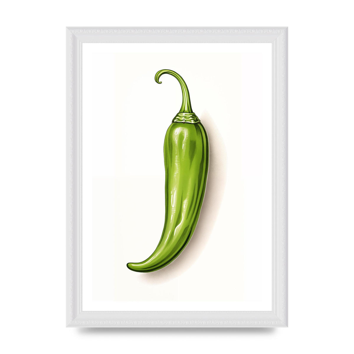 Sleek Green Chili Minimalistic Art