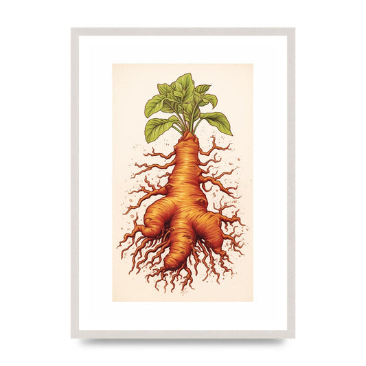Textured Ginger Root Risograph Art