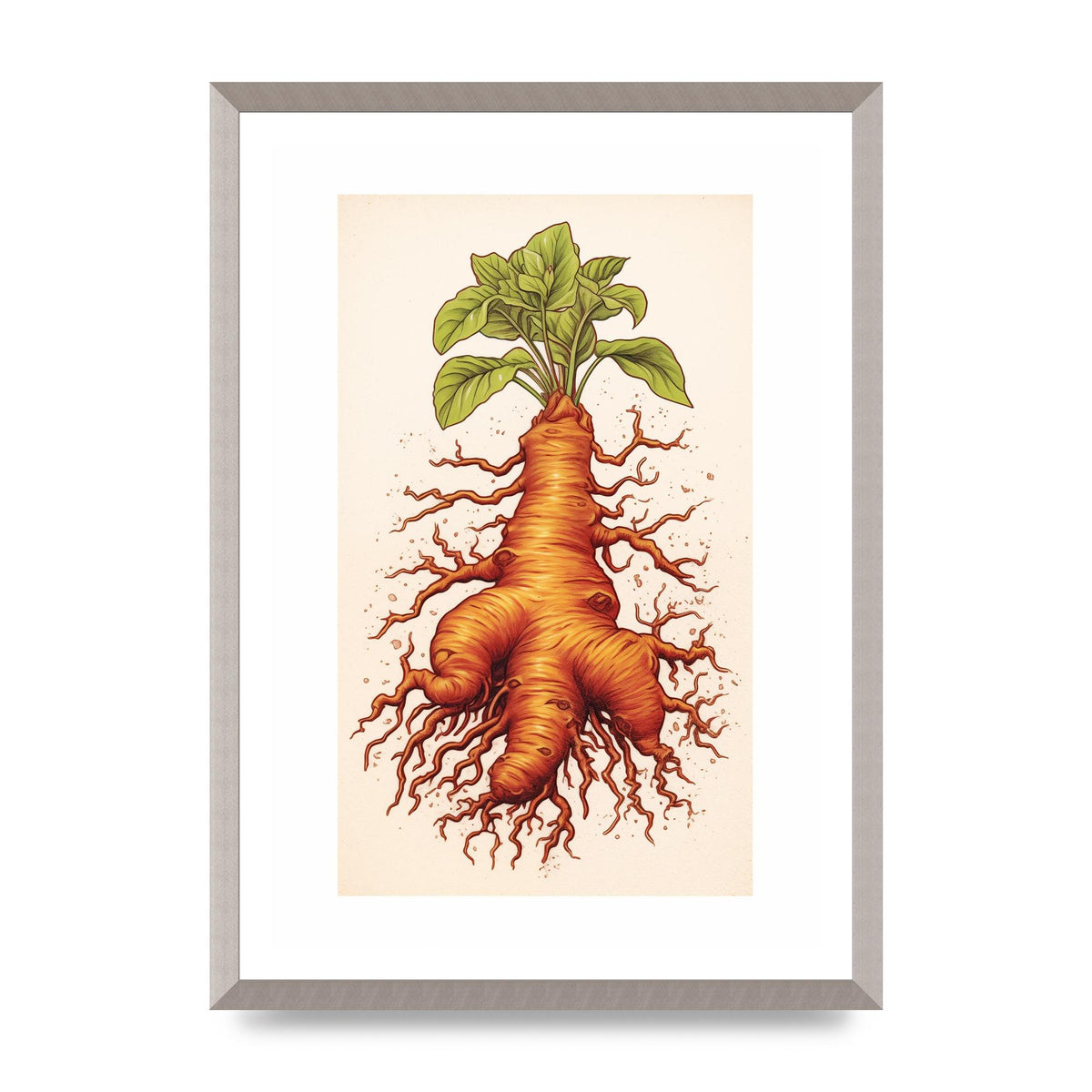 Textured Ginger Root Risograph Art