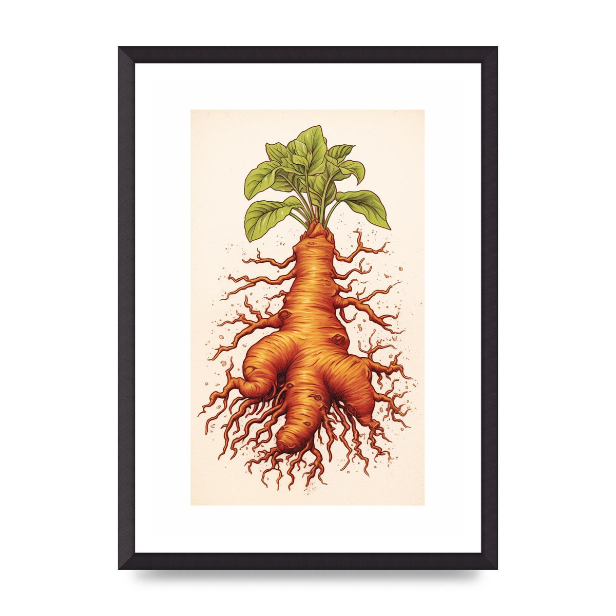 Textured Ginger Root Risograph Art