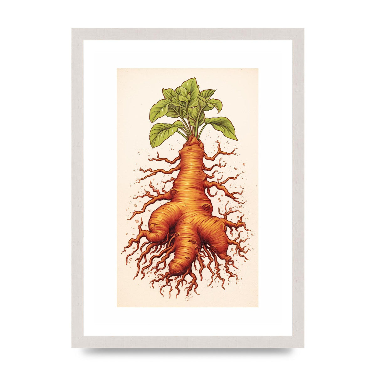 Textured Ginger Root Risograph Art