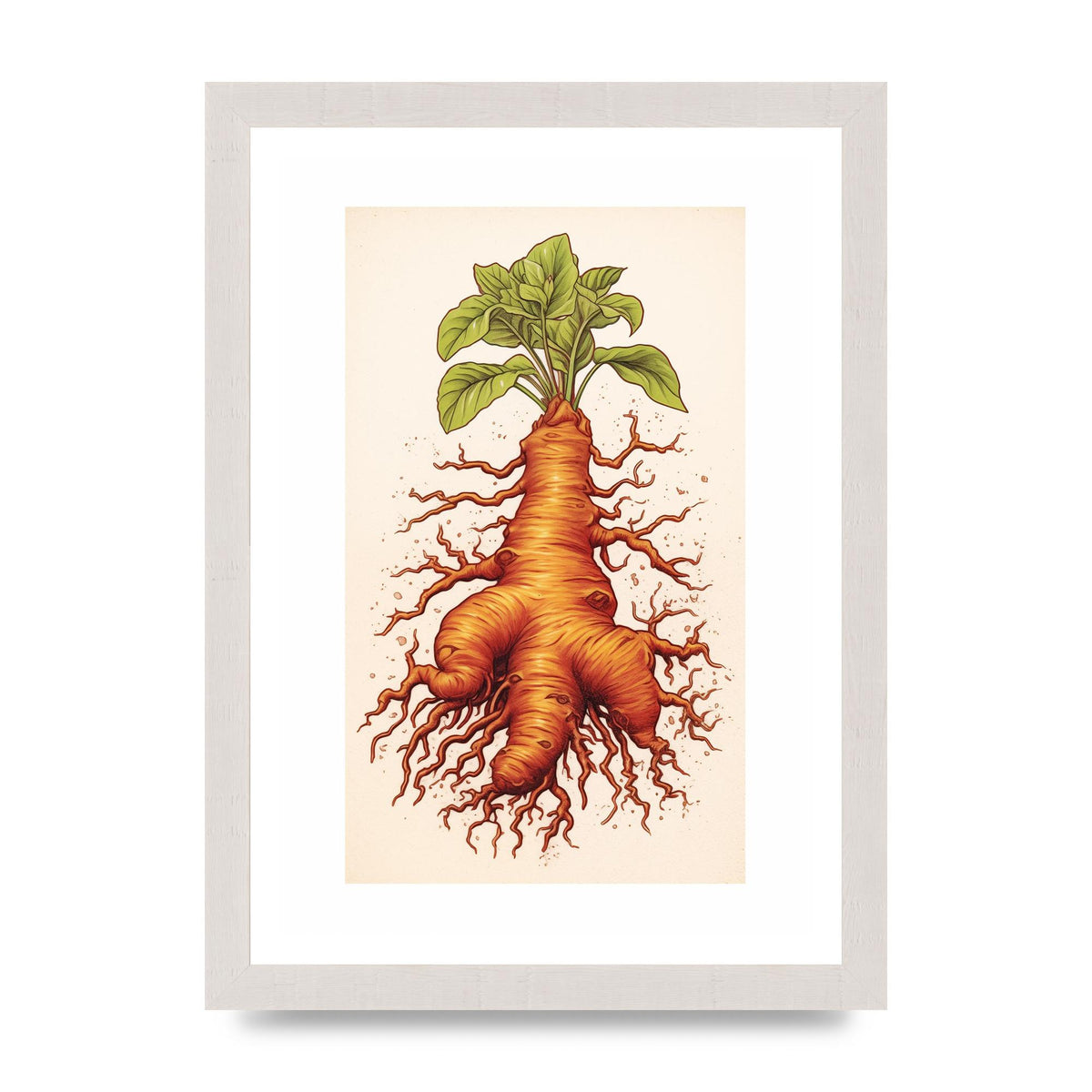 Textured Ginger Root Risograph Art