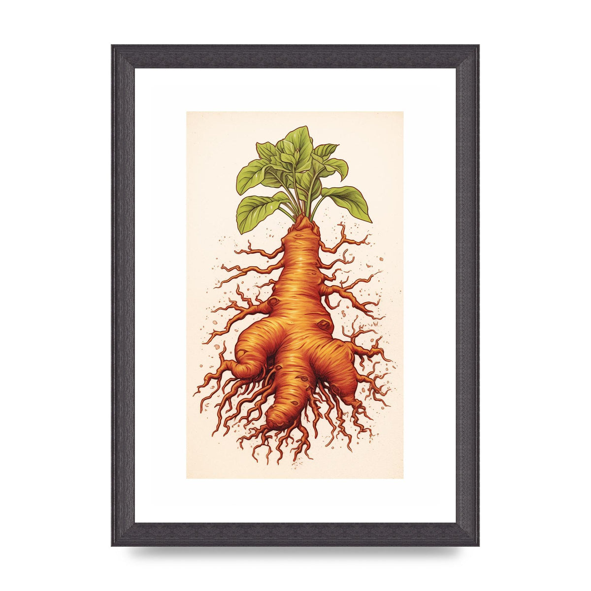 Textured Ginger Root Risograph Art