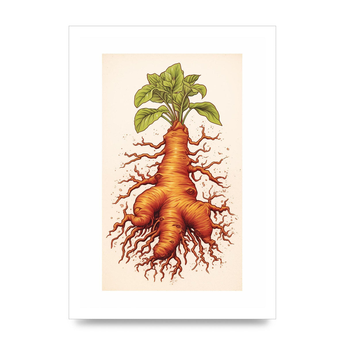 Textured Ginger Root Risograph Art