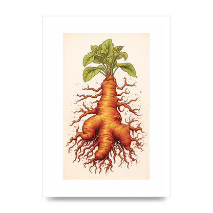 Textured Ginger Root Risograph Art