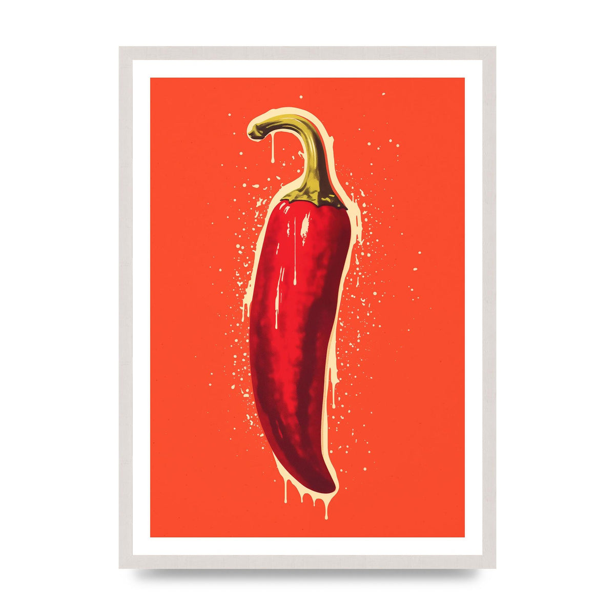Fiery Chili Pepper Minimalist Risograph