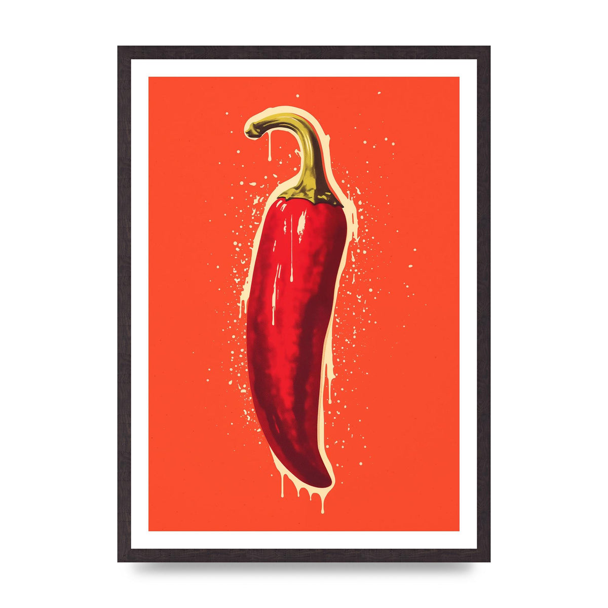 Fiery Chili Pepper Minimalist Risograph