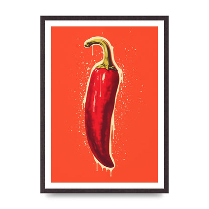 Fiery Chili Pepper Minimalist Risograph