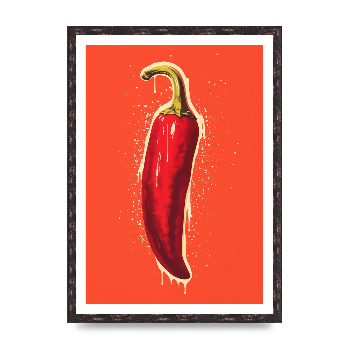 Fiery Chili Pepper Minimalist Risograph