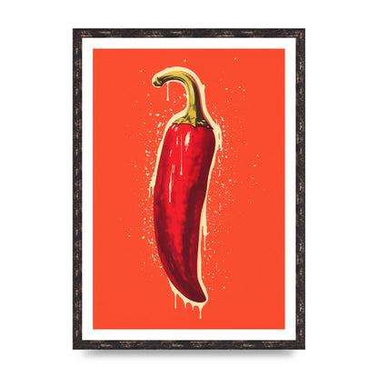 Fiery Chili Pepper Minimalist Risograph