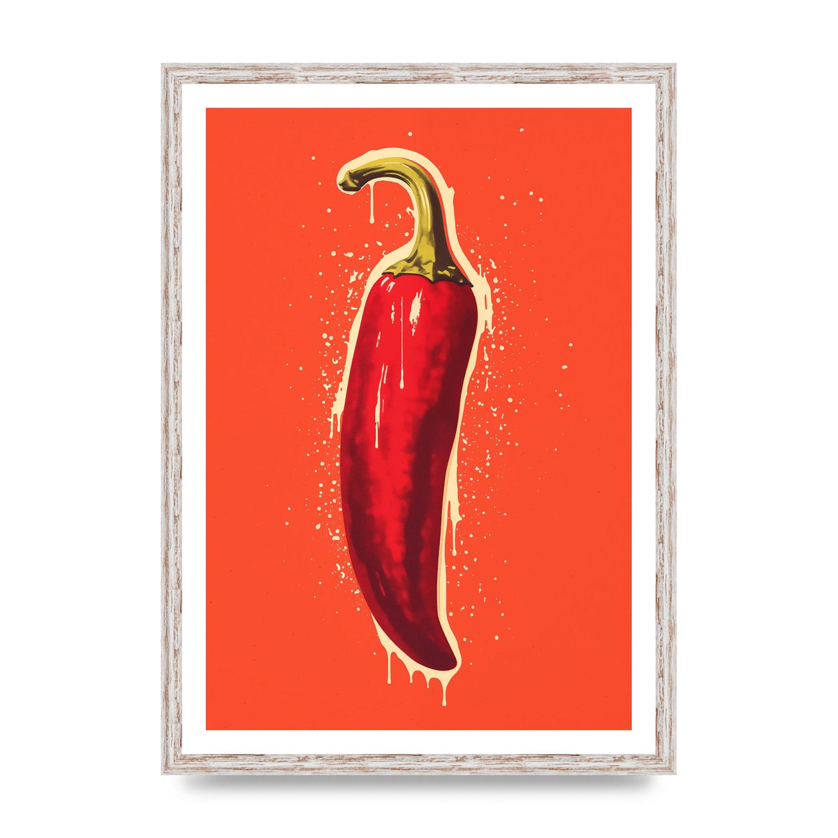 Fiery Chili Pepper Minimalist Risograph