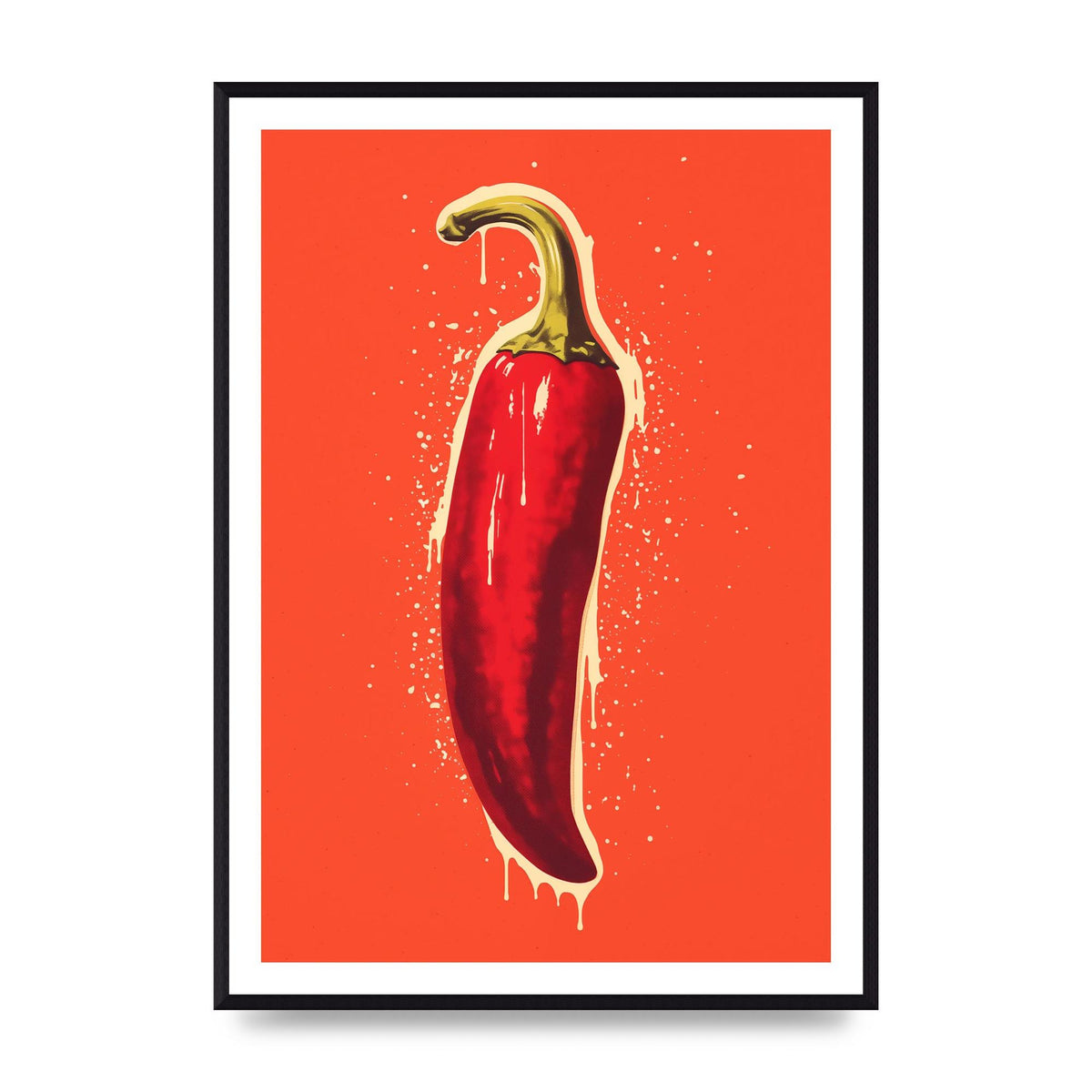 Fiery Chili Pepper Minimalist Risograph