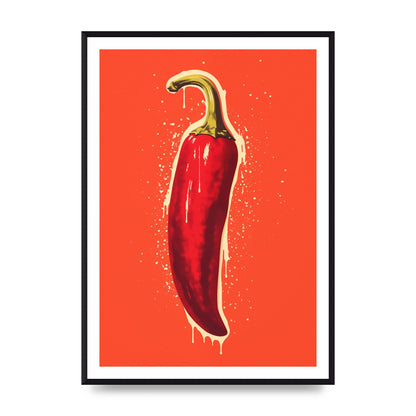 Fiery Chili Pepper Minimalist Risograph