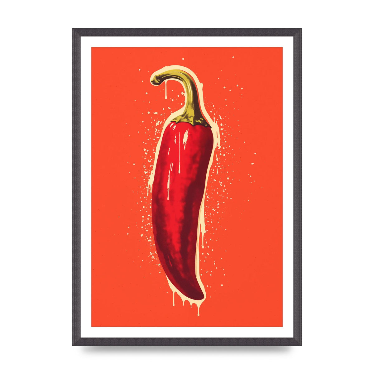 Fiery Chili Pepper Minimalist Risograph