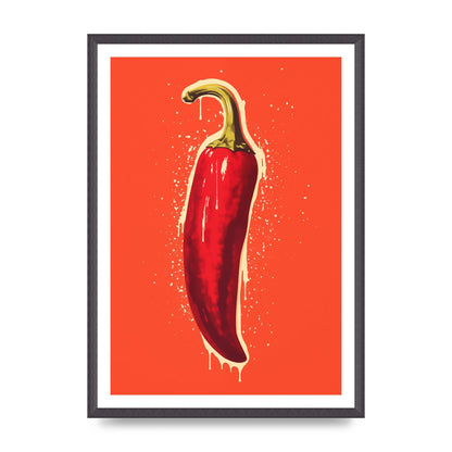 Fiery Chili Pepper Minimalist Risograph