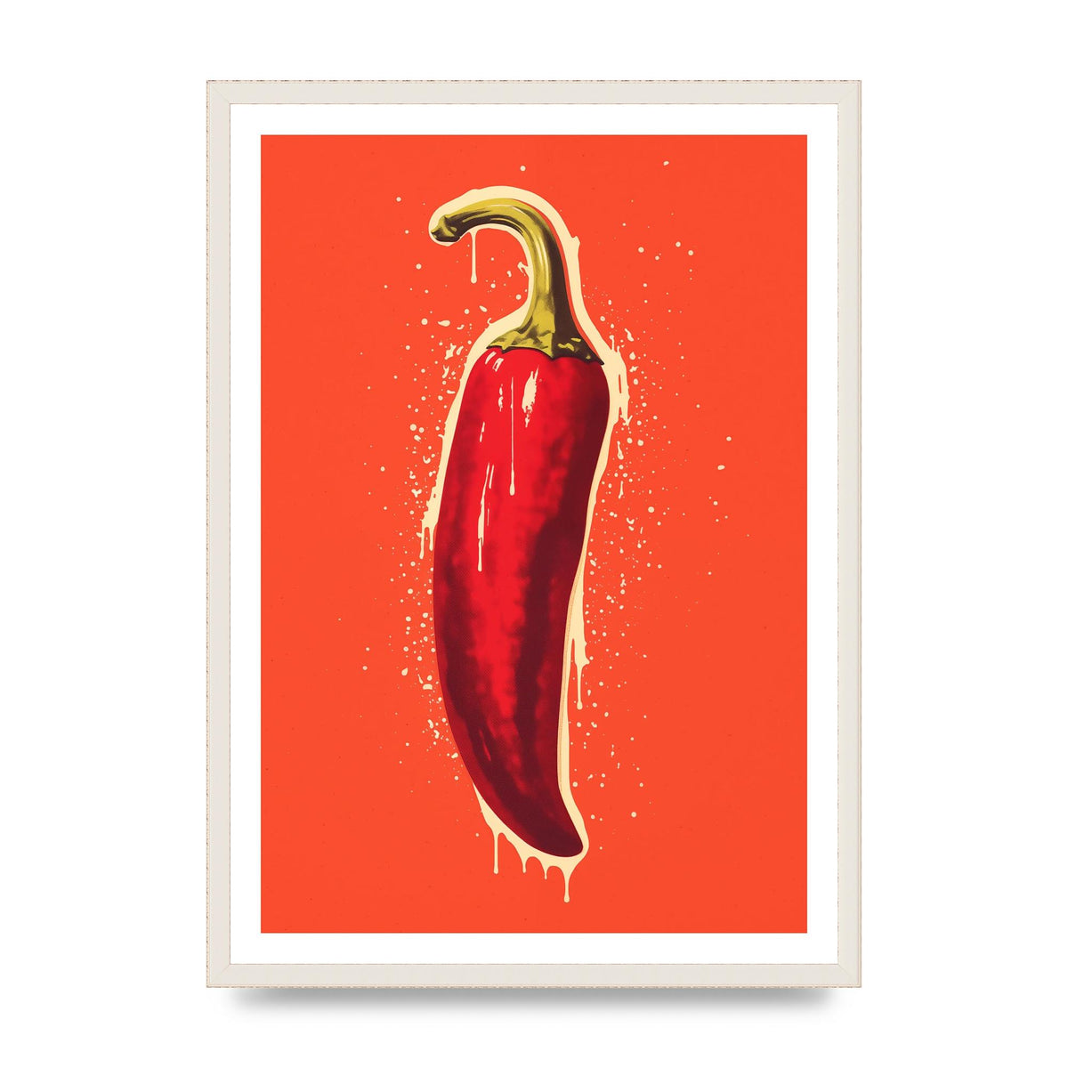 Fiery Chili Pepper Minimalist Risograph