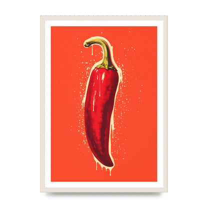 Fiery Chili Pepper Minimalist Risograph