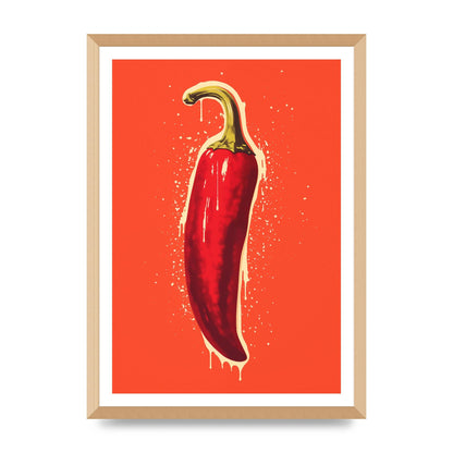 Fiery Chili Pepper Minimalist Risograph
