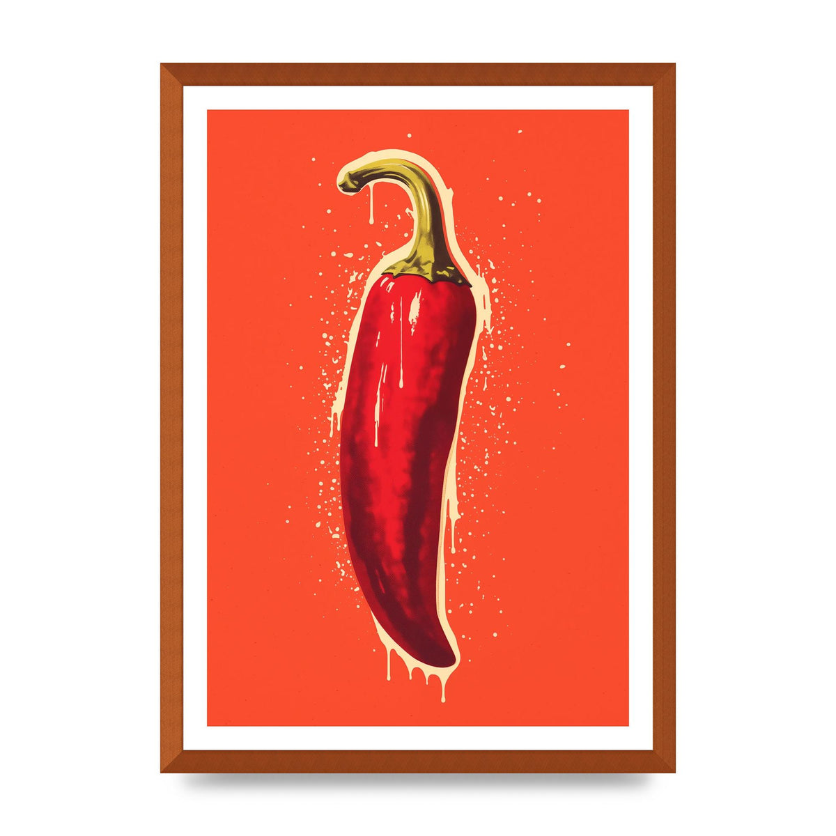 Fiery Chili Pepper Minimalist Risograph