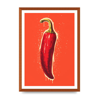 Fiery Chili Pepper Minimalist Risograph