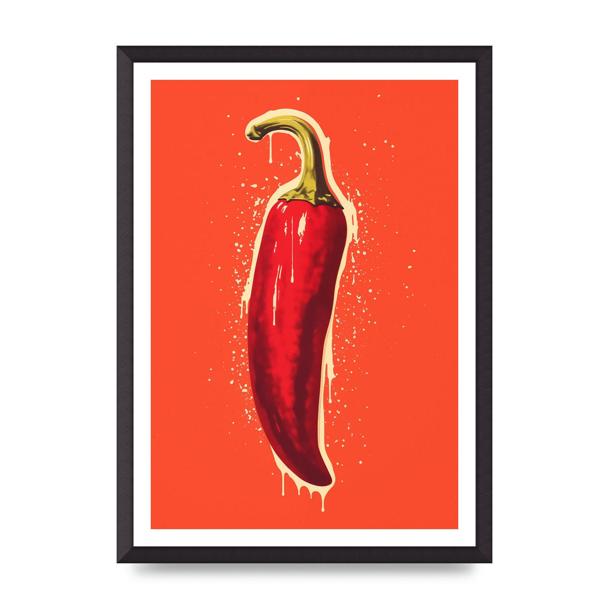 Fiery Chili Pepper Minimalist Risograph