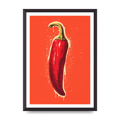 Fiery Chili Pepper Minimalist Risograph