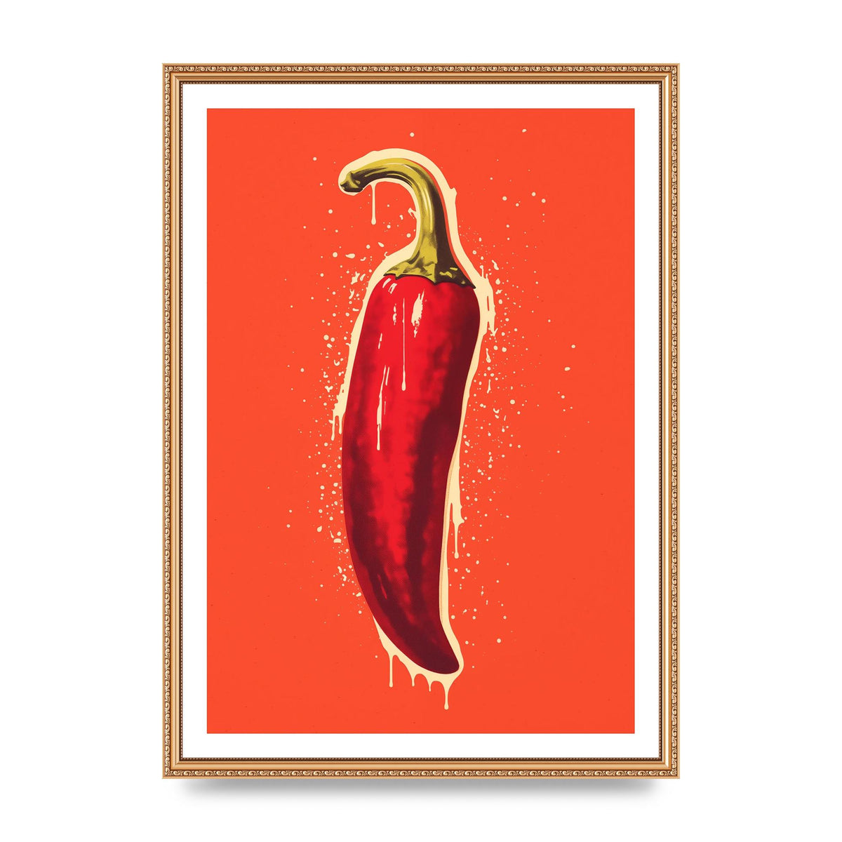 Fiery Chili Pepper Minimalist Risograph