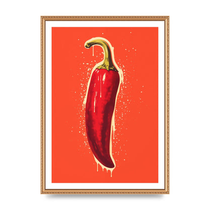 Fiery Chili Pepper Minimalist Risograph