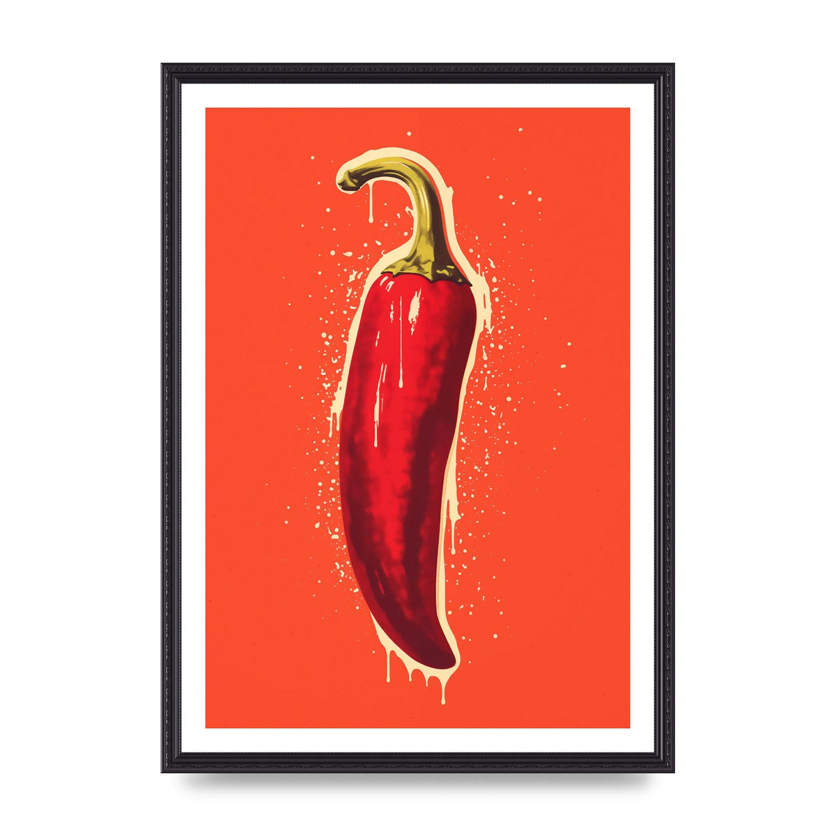 Fiery Chili Pepper Minimalist Risograph