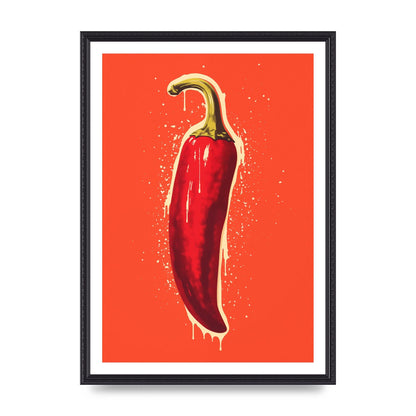 Fiery Chili Pepper Minimalist Risograph