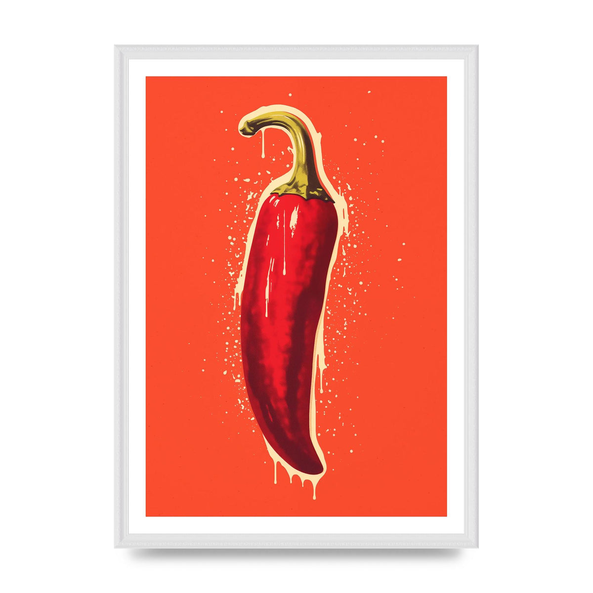 Fiery Chili Pepper Minimalist Risograph