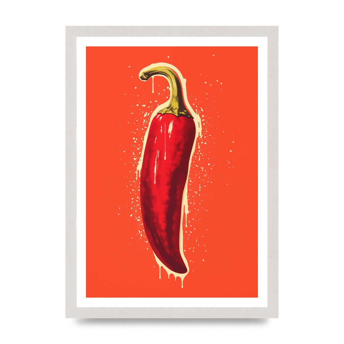 Fiery Chili Pepper Minimalist Risograph