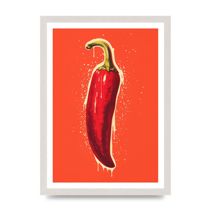 Fiery Chili Pepper Minimalist Risograph