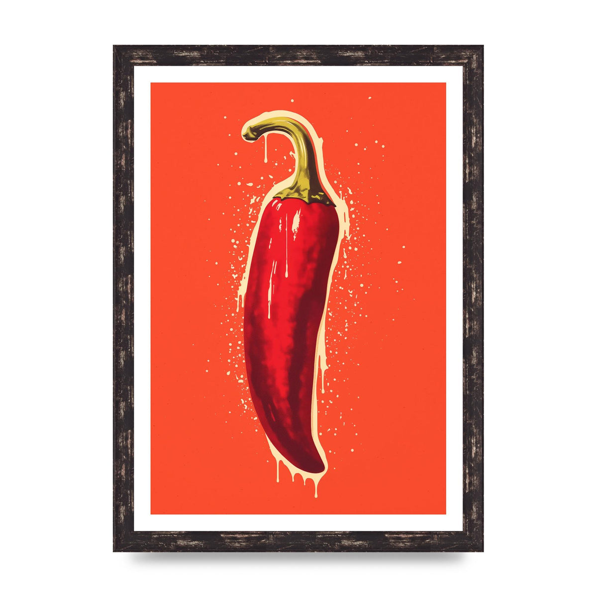 Fiery Chili Pepper Minimalist Risograph