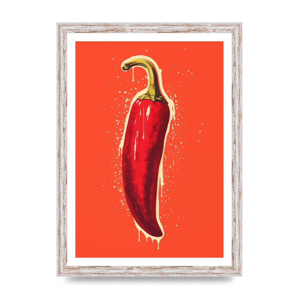 Fiery Chili Pepper Minimalist Risograph