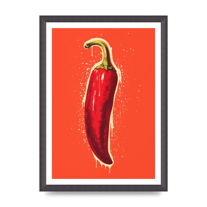 Fiery Chili Pepper Minimalist Risograph