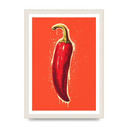 Fiery Chili Pepper Minimalist Risograph