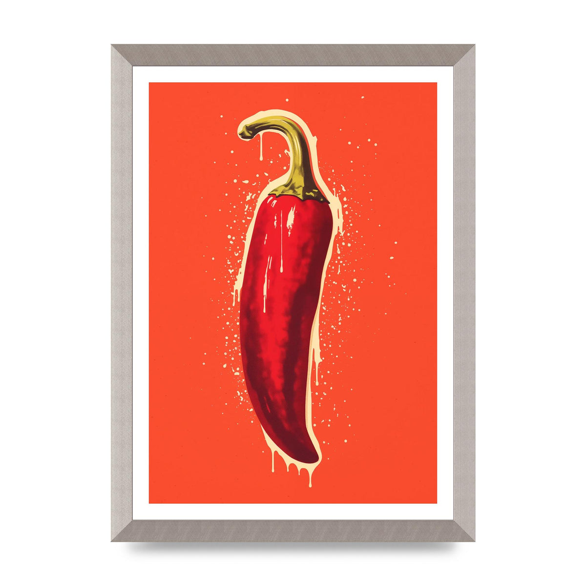 Fiery Chili Pepper Minimalist Risograph