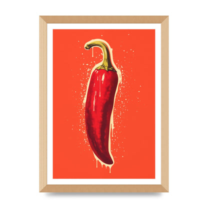 Fiery Chili Pepper Minimalist Risograph