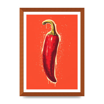Fiery Chili Pepper Minimalist Risograph