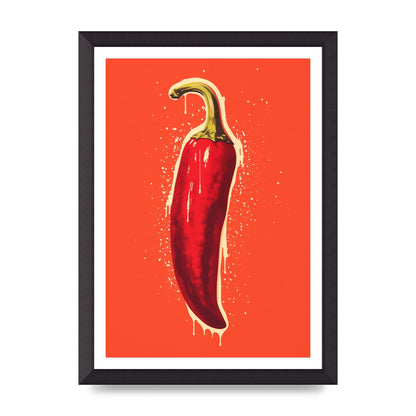 Fiery Chili Pepper Minimalist Risograph