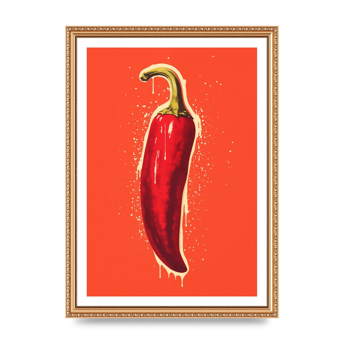 Fiery Chili Pepper Minimalist Risograph